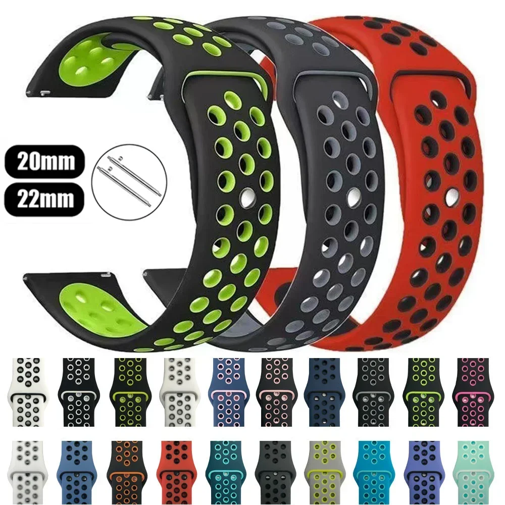 

Ремешок для часов 22 мм для Samsung Galaxy Watch 6-5-pro-4-Classic/active 2, 20 мм correa, спортивный силиконовый браслет Huawei GT 4-3-2-2e, ремешок
