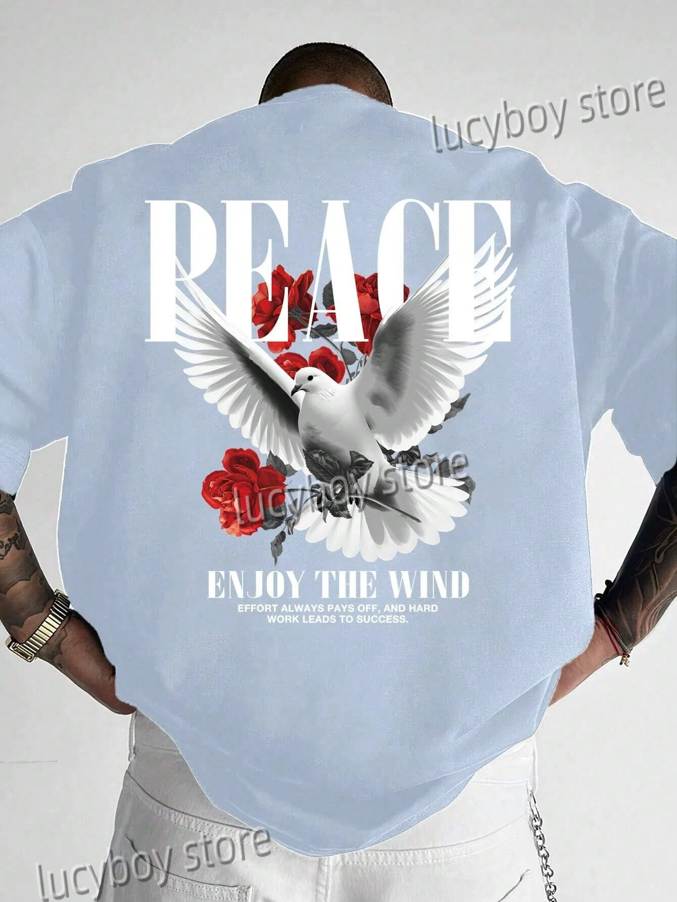 Men Summer 3D Peace Dove Printed T-Shirt Man Short Sleeve Round Neck Fashion TeeS Vintage Casual Oversize Tops Men Clothes
