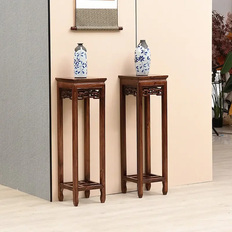 New Chinese-style all-solid wood flower stand, flower few pineapple lattice wood, retro southern elm, Ming and Qing carvings