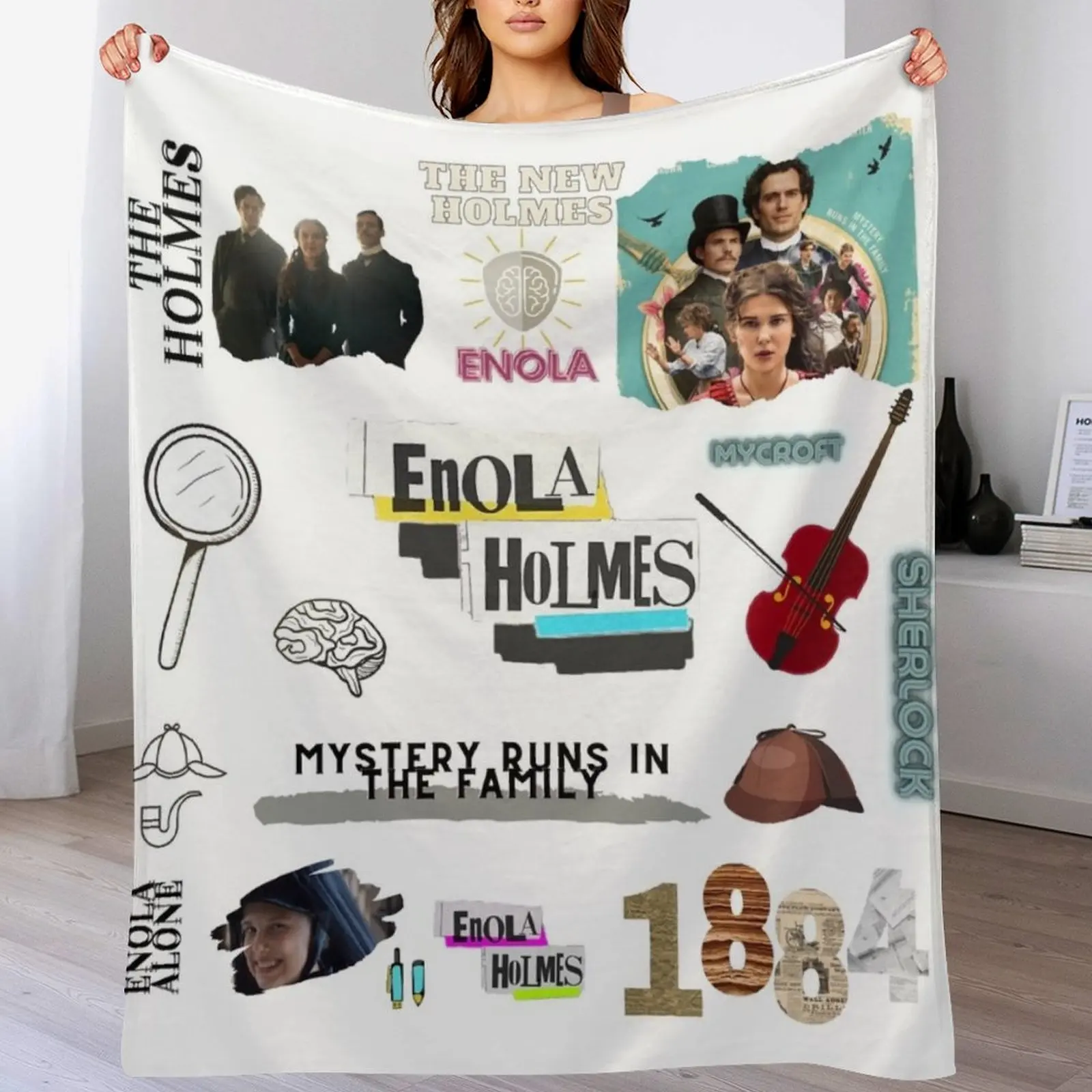

Enola Holmes Throw Blanket sofa bed Flannel Fabric Furry christmas decoration Blankets