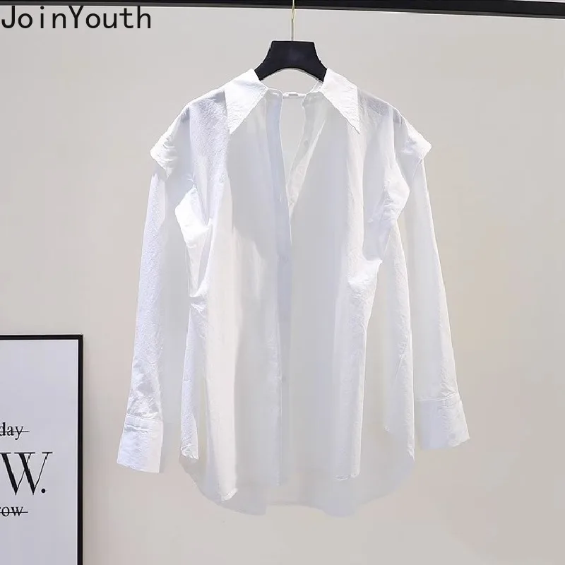 2023 Blusas Mujer De Moda Cotton Blouses for Women Long Sleeve Ruffles Vintage Oversized Tops Fashion Korean White Shirts 27r728