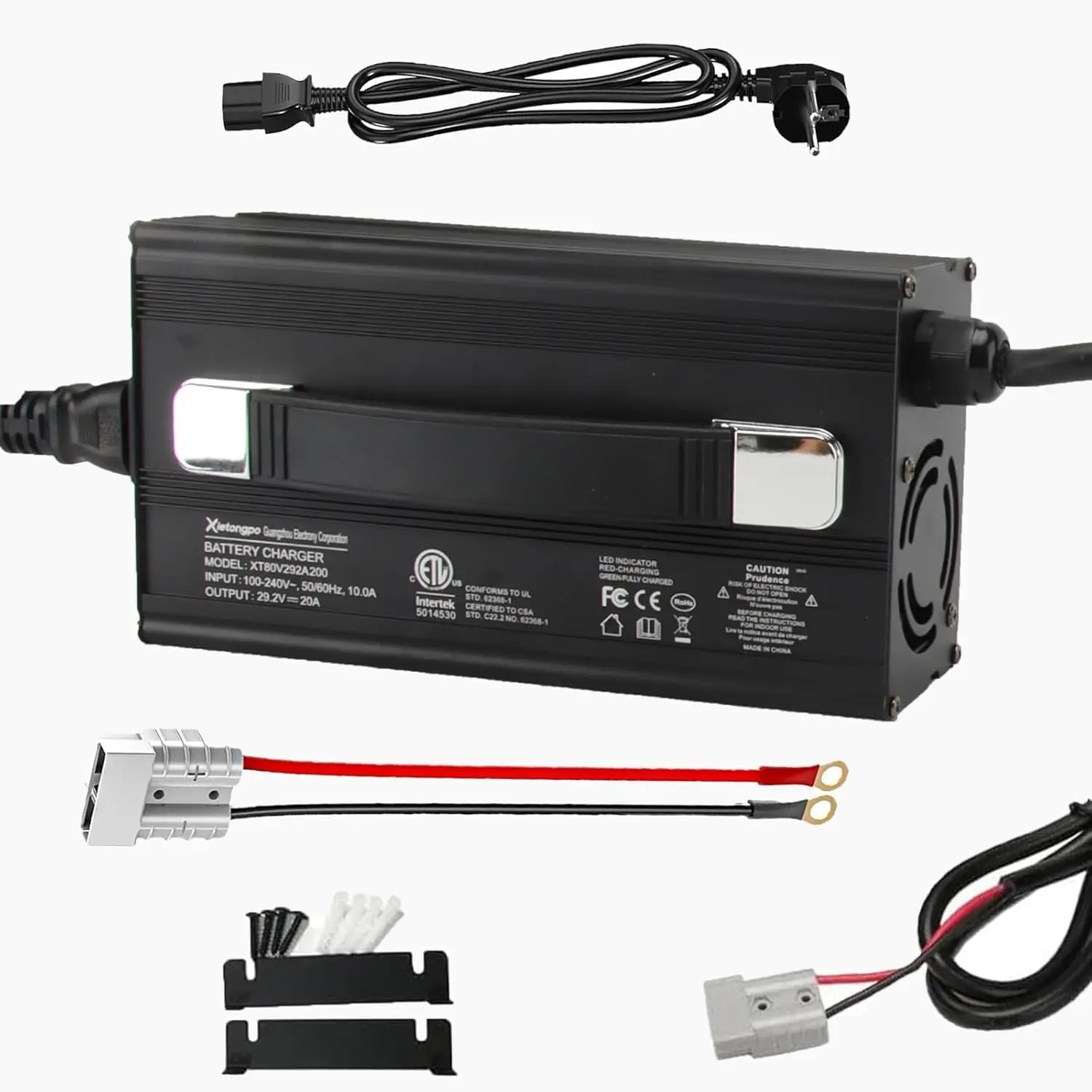29.2V 20A LiFePO4 Battery Charger 8S Smart CC CV Fast Charging Auto Stop Multi Protection for RV Marine Solar Golf Cart Use