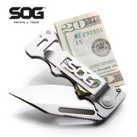 SOG Cash Card Tactical Knife Compact EDC Multi-Tool with Money Clip & Folding Blade - Ultralight Pocket Gear for Outdoor Camping