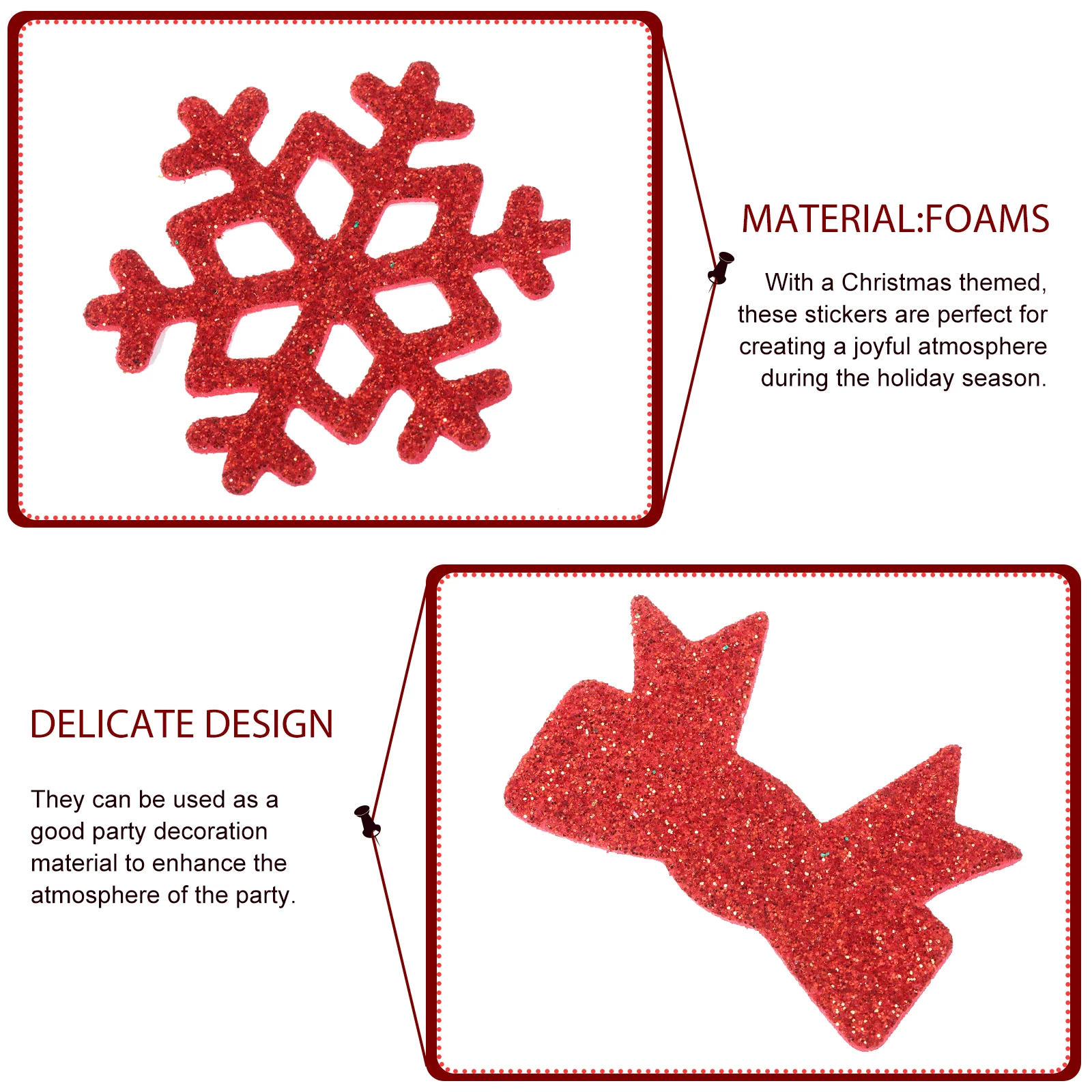 

50 Pcs Vintage Christmas Decor Stickers Glitter Christmassticker Flash for Small Holiday Chriastmas