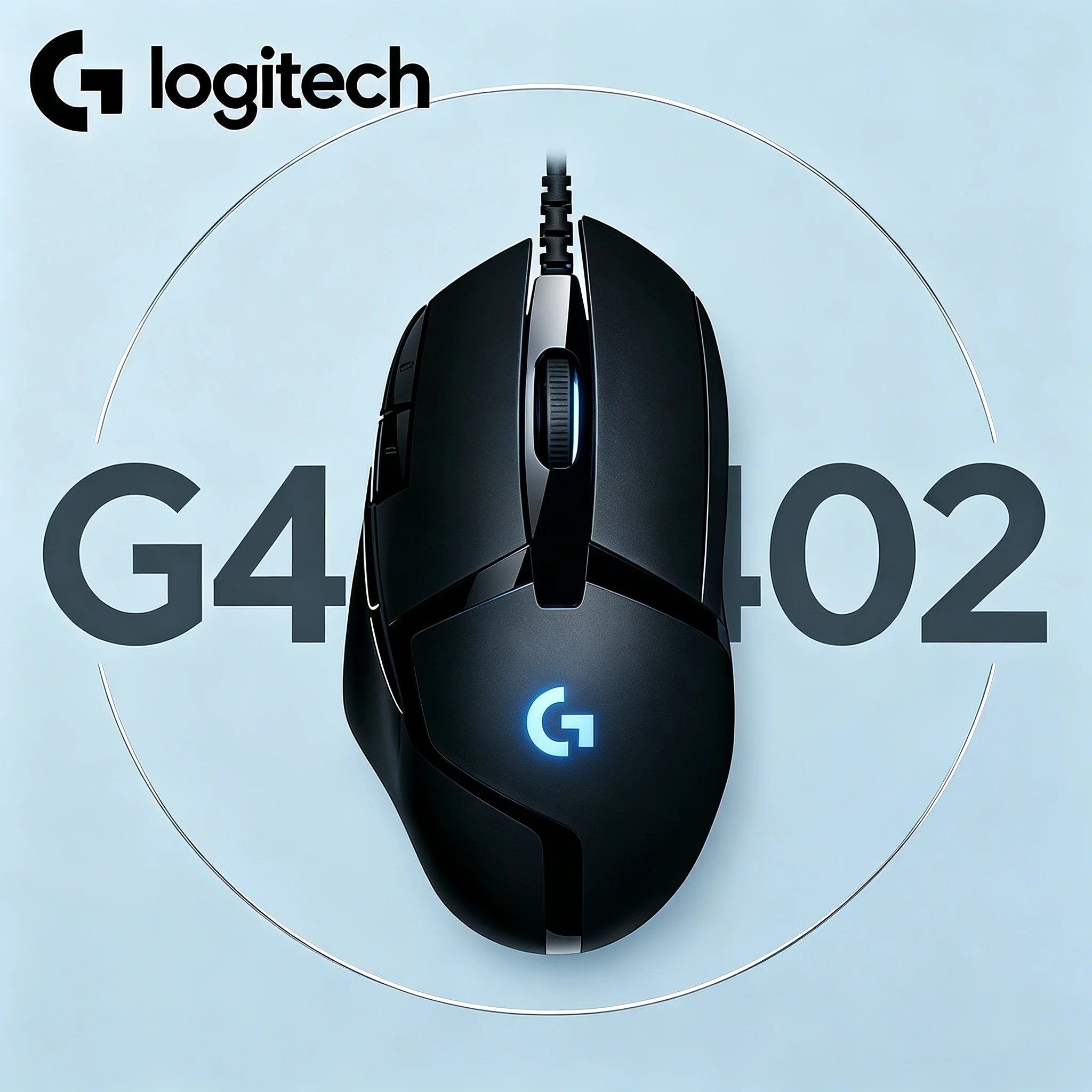 Logitech G402 Wired Gaming Mouse Stable Optical Positioning RGB Backlit G‑Logo Ergonomic Mice for Desktop Laptop User