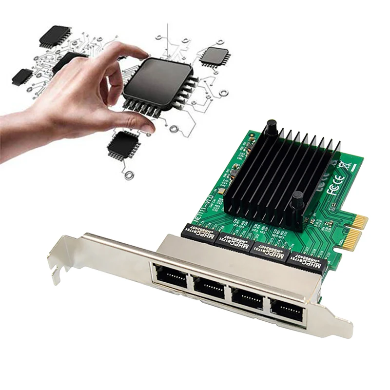 Y06A PCIE Network Card PCI-E X1 4 Port Gigabit Ethernet Server Network Card Adapter for Love Fast Sea Spider ROS Soft Router