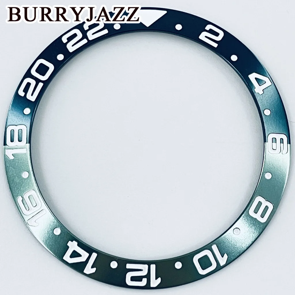 BURRYJAZZ 38mm * 30.6mm Donkergroen Lichtgroen Aluminium Bezel Insert Fit 40mm Case NH35 NH34 GMT Automatisch uurwerk Horloge