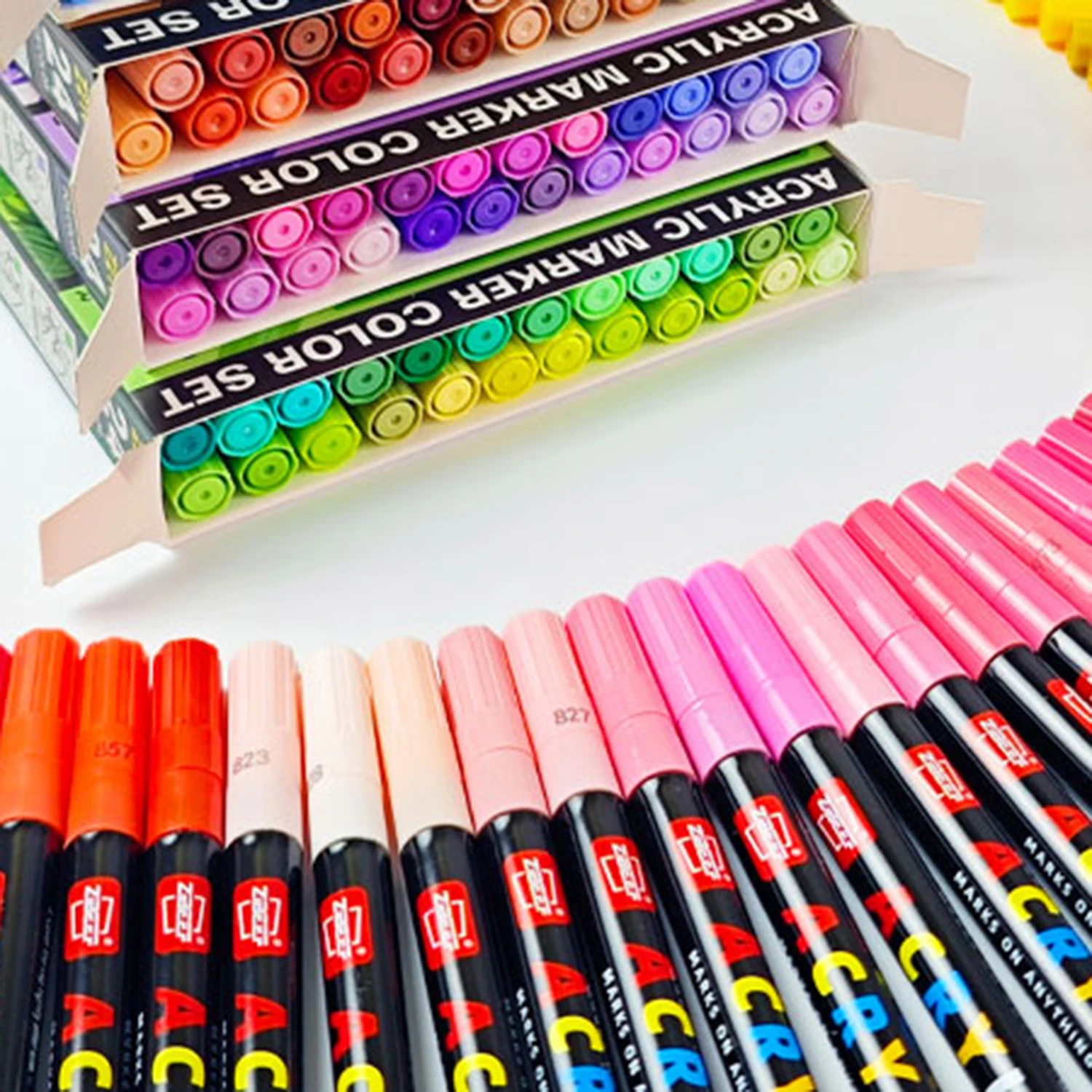 Extra Fine Tip Acrylic Paint Pens 24 Colors Assorted Tone Set High Gloss Markers for Ceramic Glass Wood Canvas DIY Painting view 5