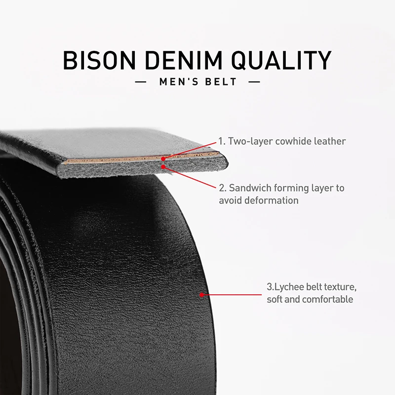 BISONDENIM Men High Quality Genuine Leather Retro Belt Luxury Designer Belts Men Cowskin Fashion Strap Male Jeans For Man Cowboy