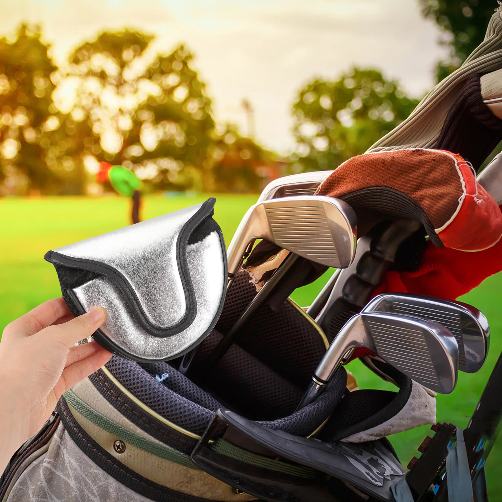 

PU Golfs Putter Cover Soft Elastic Anti-Collision Protective Club Head Cover for Golfing Accessories Golfs Rod Head Protector