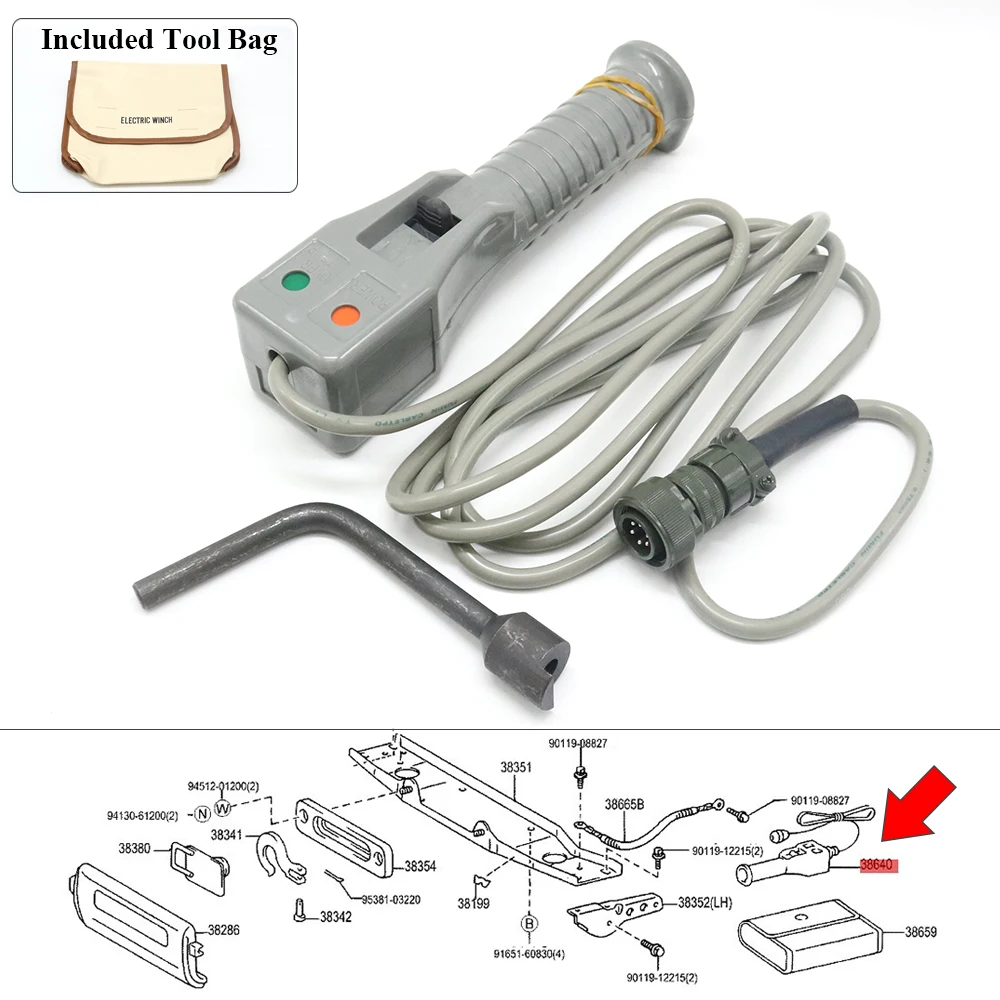 For Toyota Land Cruiser 40 60 70 80 4700 LC200 LC100 LC80 Pickup 4Runner Car Wrench Tool Winch Remote Control Switch Assembly