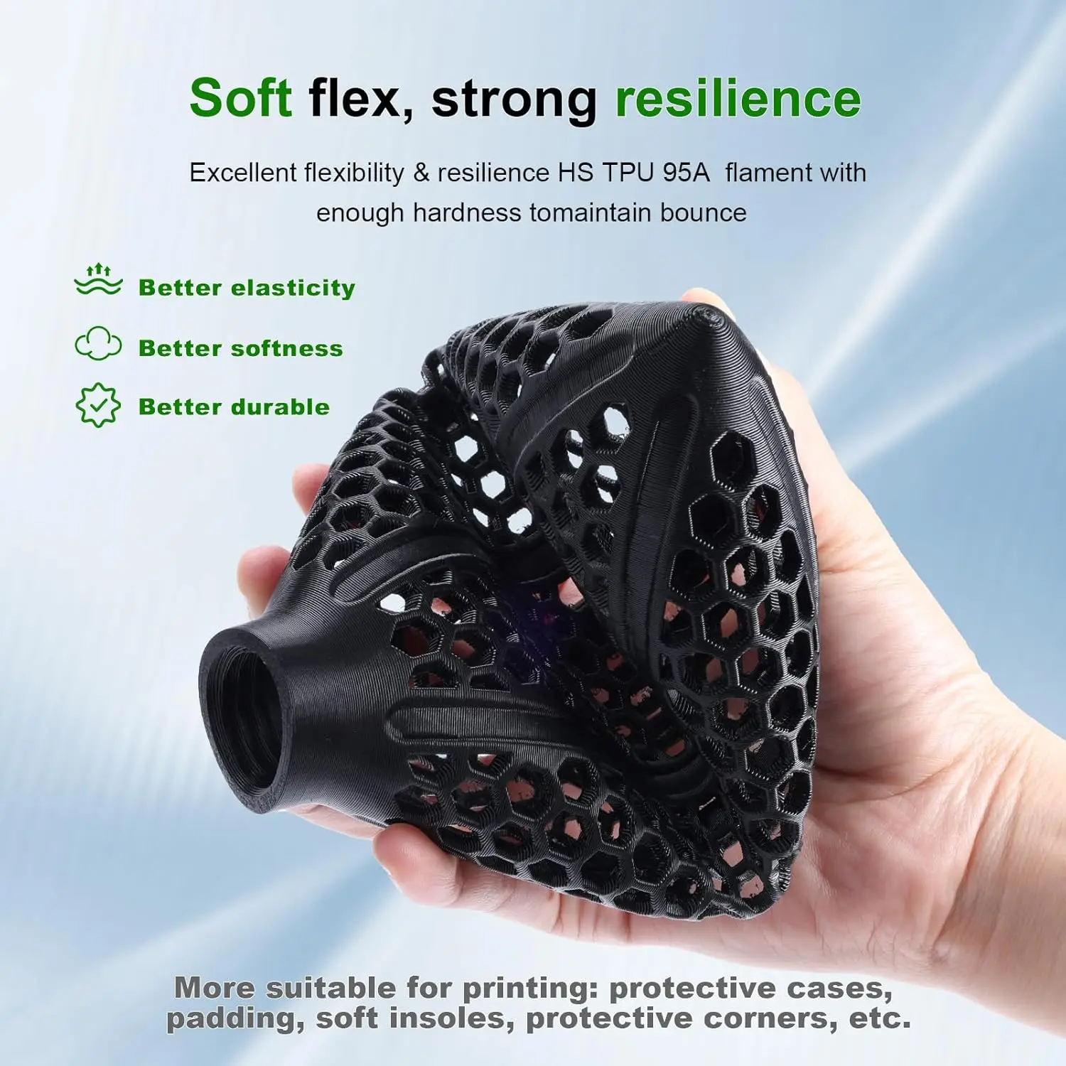 TPU 1.75mm 95A High-Speed Flexible 3D Printing Filament, Suitable for FDM 3D Printers, with a Dimensional Accuracy of ±0.03mm