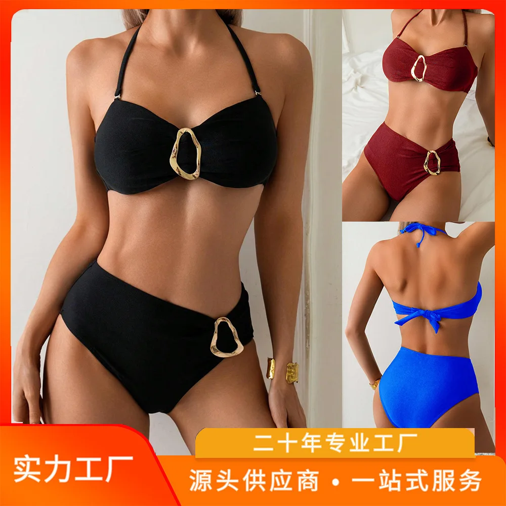

New Hot Sexy Bikini Women Solid Color Two Piece Swimsuit Beachwear Summer Fashion Swimwear Set Trendy Stylish