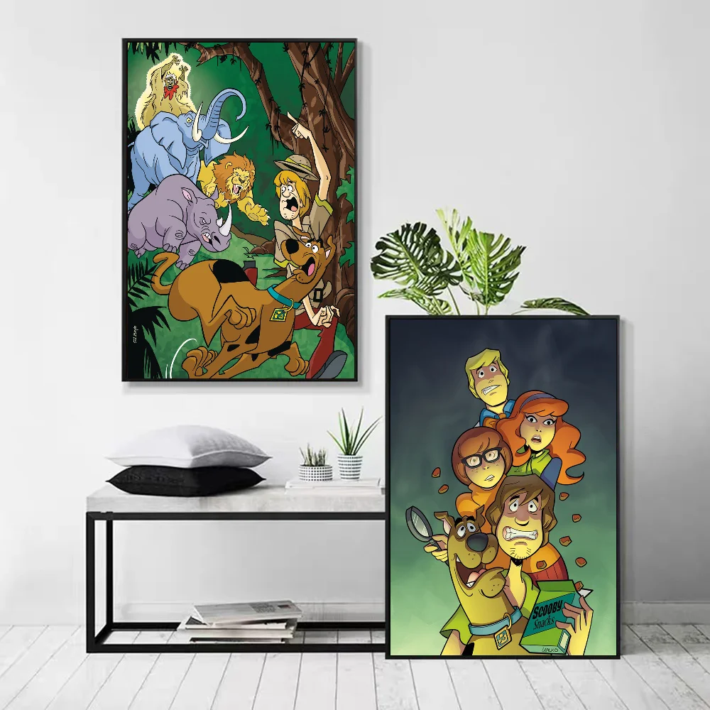 1pc ScoobyS Cartoon Doo Poster Self-adhesive Art Waterproof Paper Sticker Coffee House Bar Room Wall Decor