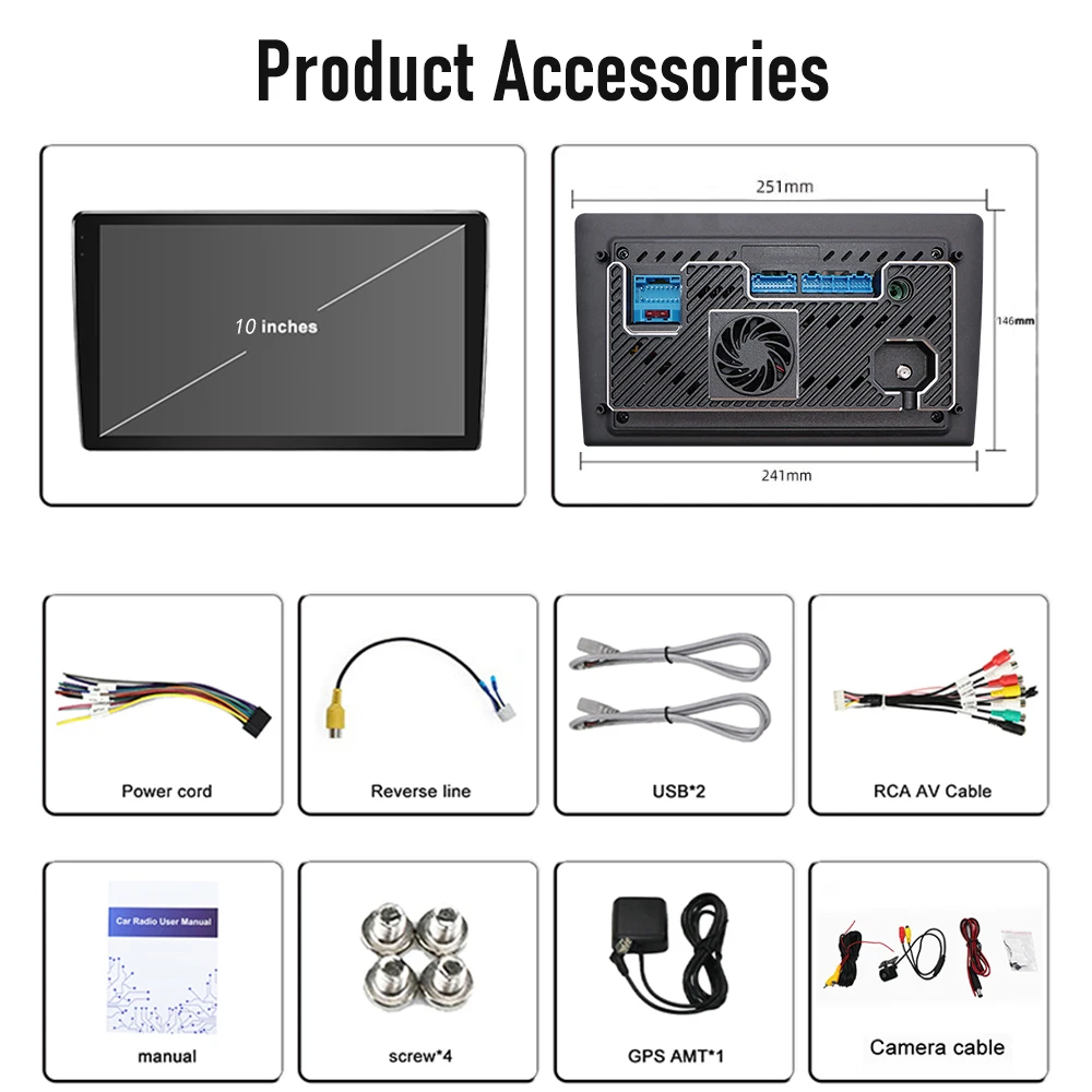 10 "2 الدين راديو السيارة العام اللاسلكي أبل Carplay أندرويد 15 نظام تحديد المواقع جوجل خريطة عجلة القيادة التحكم نظام ذكي واي فاي 64 جيجابايت