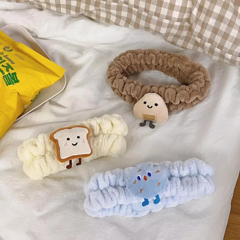 Simpatica fascia assorbente in peluche per cartoni animati, in peluche, per lavare il viso, impermeabile, per trucco, per donna