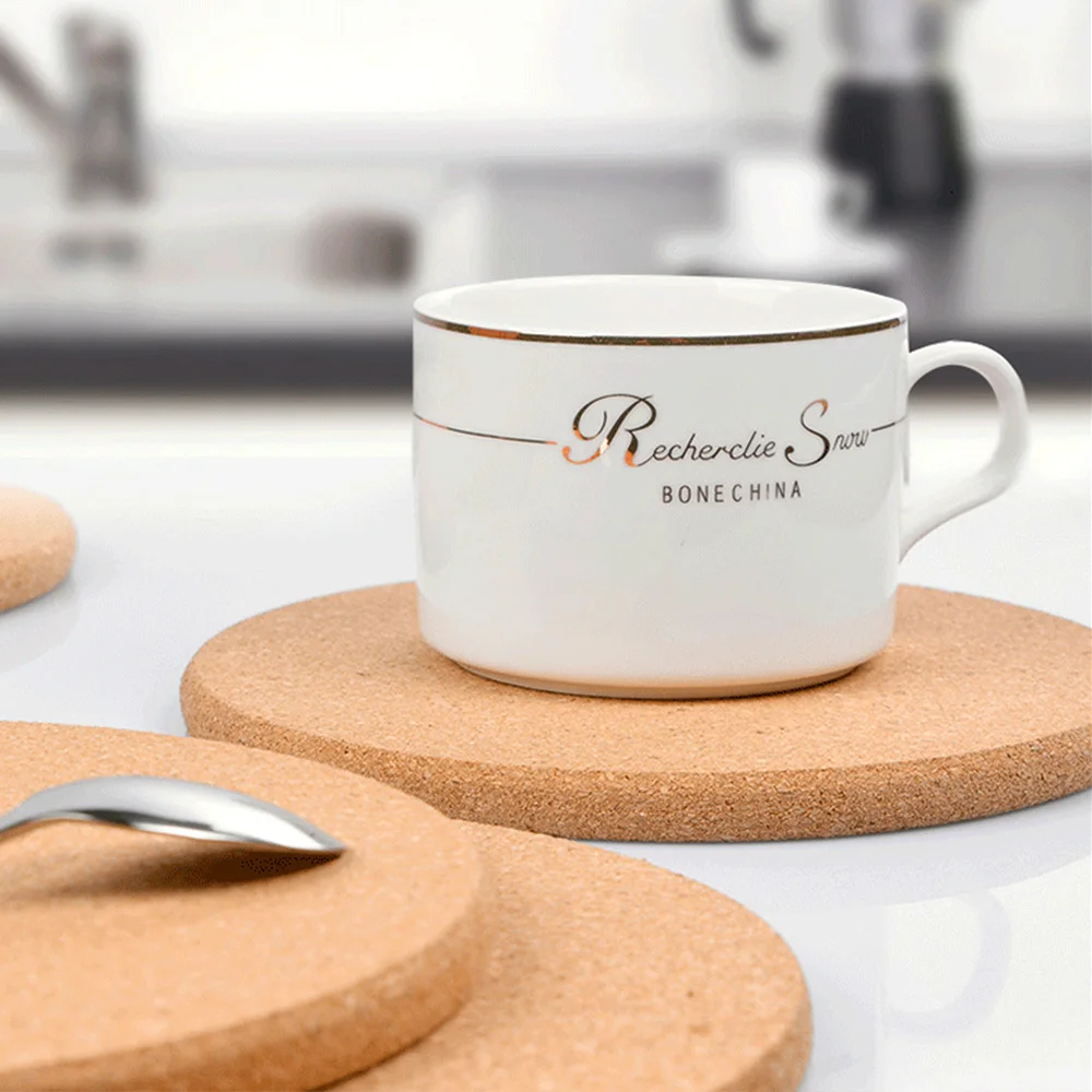 19cm Cork Pot Pad High Temperature Resistant Coaster Antiscald Nonslip Pot Mat Dining Table Mat Insulation Pad Kitchen Table Pad