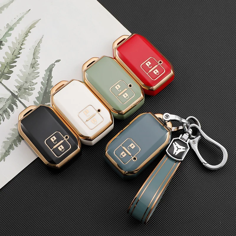 2/3/4 Buttons Auto Shell Fob Holder For Suzuki Swift Ignis Ertiga Wagon R Monopoly TPU Car Remote Key Cover Case Keychain