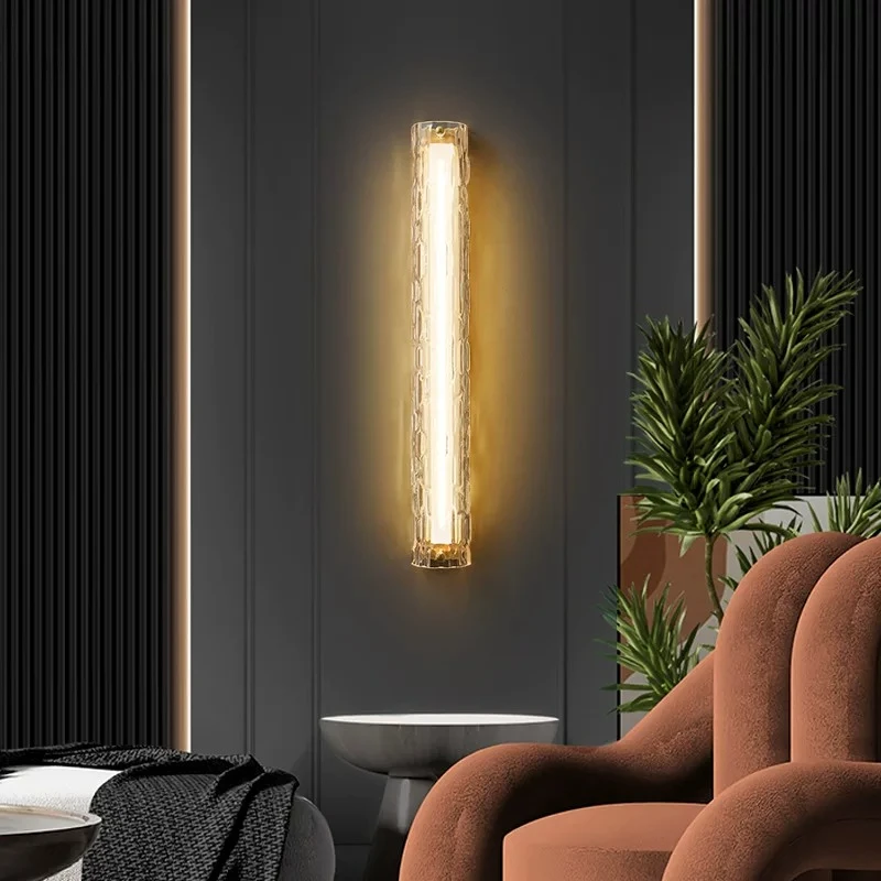 European Style All Copper Crystal Wall Lamp Bedside Master Bedroom Hotel Minimalist Atmosphere Three-color Adjustable Lightin