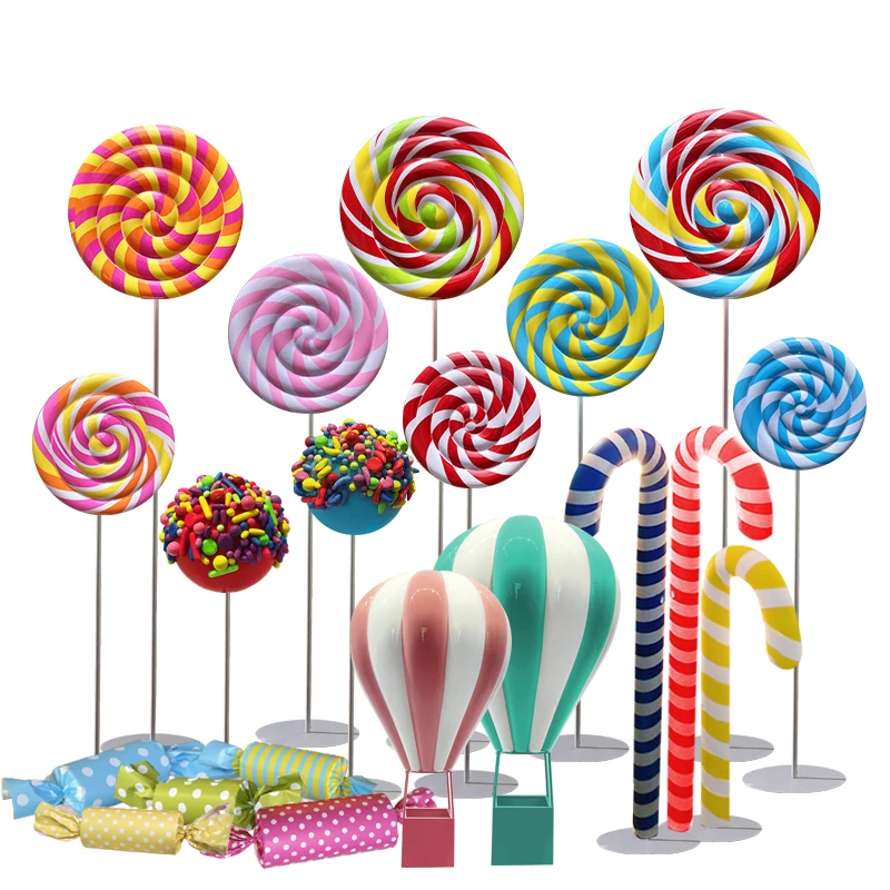 Advertising Props Lollipop Decor for Party Fiberglass Light Up Large Lollipops for Decor with Lights