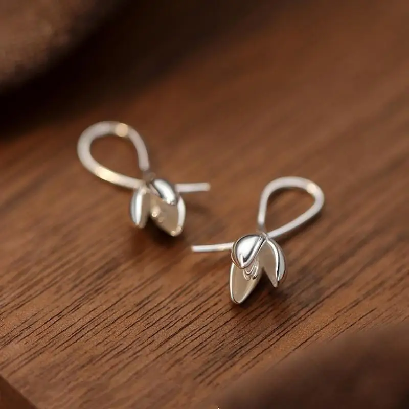 1 Pair Flower Plant Stud Earrings For Women Classic Fine Jewelry Light Luxury Accessories In Summer
