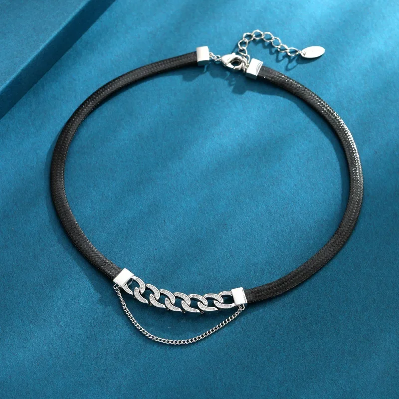 

Ожерелье из высококачественной кожи из веревки, ожерелье-воротник в стиле циркона, ретро-колье, модный воротник для одежды