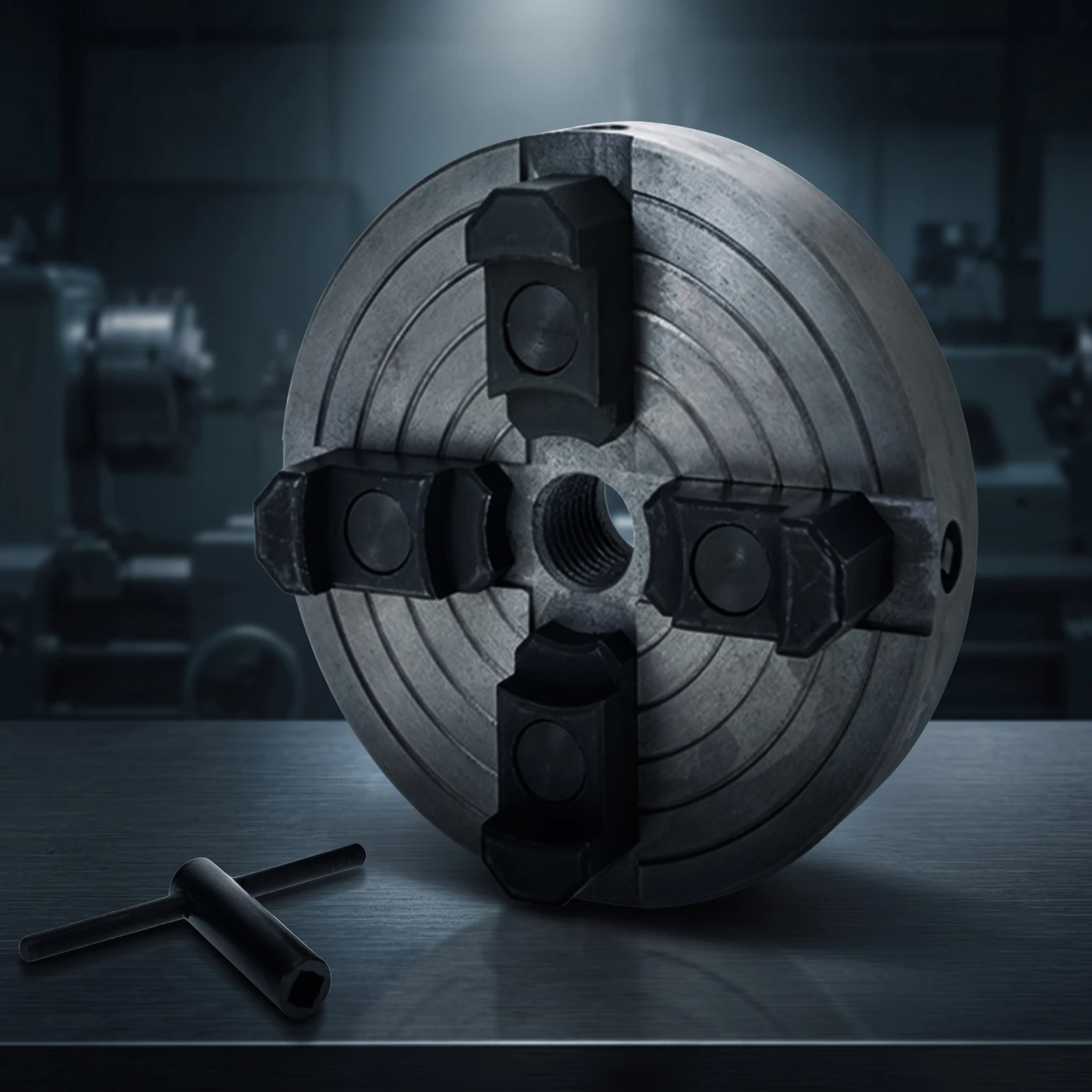 Wood Lathe Chuck 150mm Four-Jaw Chuck Tool Metal Versatile for Woodturners, Woodturning, Woodworking Shop
