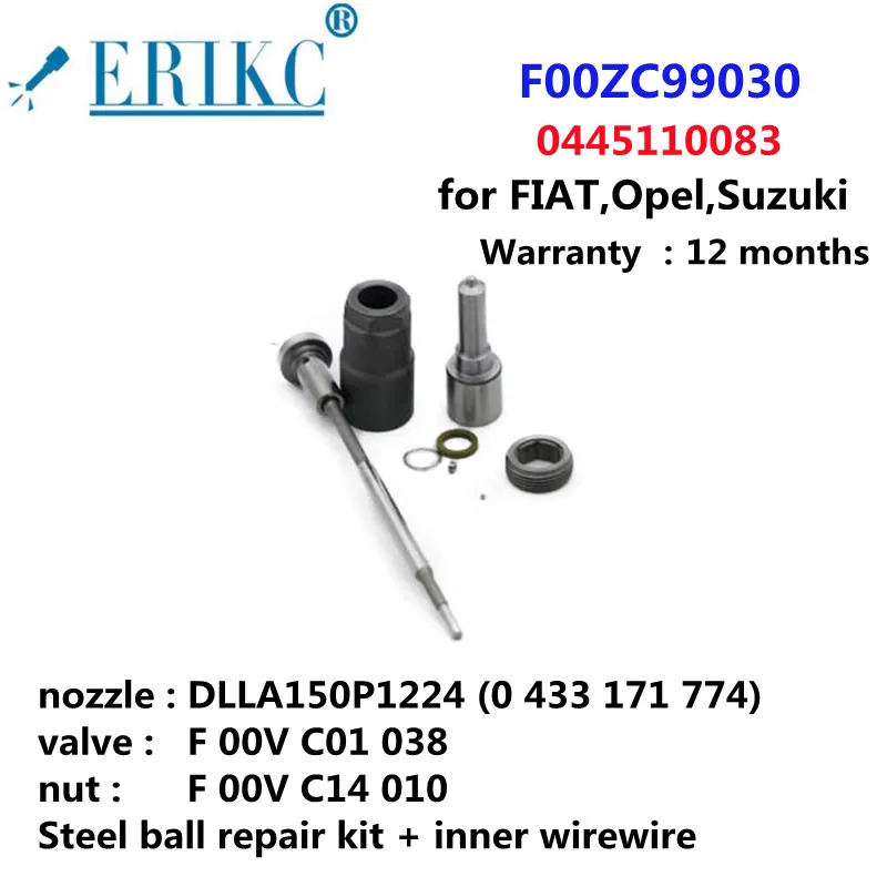 

ERIKC F00ZC99030 Injector Overhaul Kits NOZZLE DLLA150P122 VALVE F00VC01038 NUT F00VC14012 FOR 0445110083