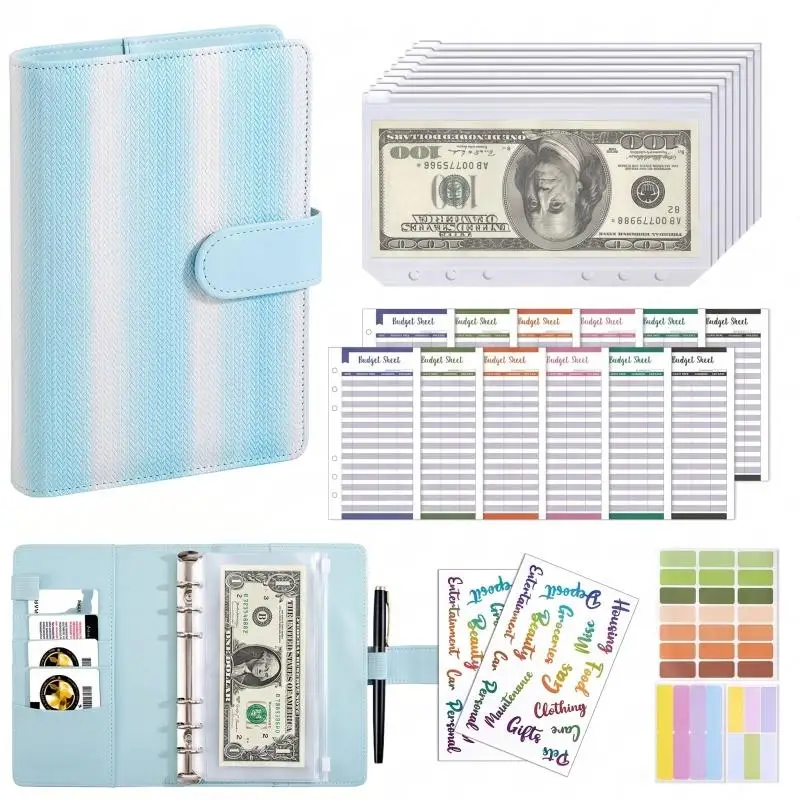 A6 Money Budget Planner Binder With Zipper Envelopes Cash Budgeting Organizer For Household Finance Money Management Accessory