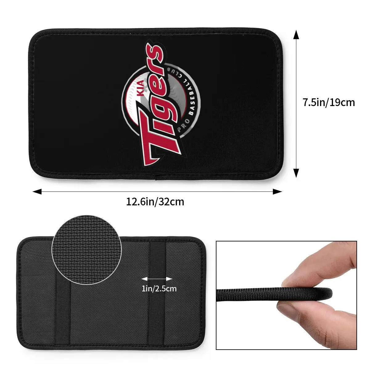 Leather Car Armrest Cover Mat Kia Tigers Center Console Cover Pad Korea Baseball Team Box Pad Cushion Car Decor Accessories