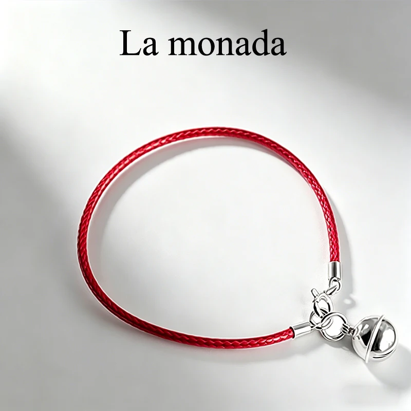 La Monada Silver 925 Bell Charm Red Rope Bracelets Women Red Thread For Hand Line String 925 Sterling Silver Bracelets For Women