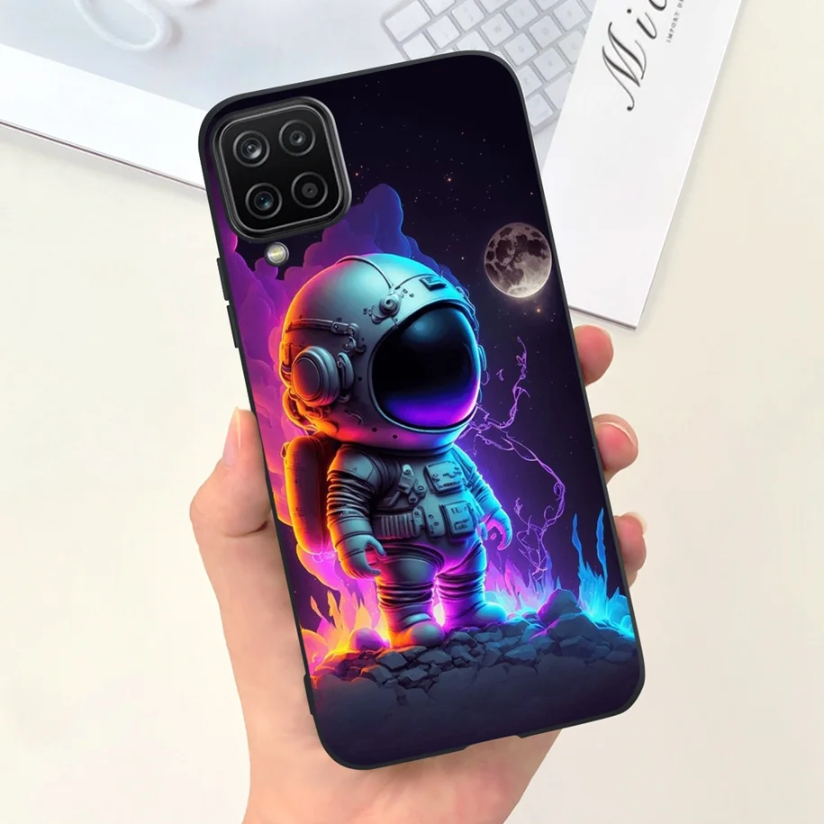 For Samsung A12 5G Case Cute Astronaut Funda Soft TPU Phone Back Cover For Samsung Galaxy A12 M12 F12 Coque A 12 SM-A125F Bumper