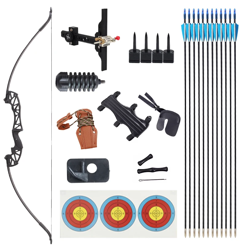 

Archery Takedown Recurve Bow and Arrow Set Traditional Youth Metal Bow Riser Fishing Hunting Shooting Beginner Equipment