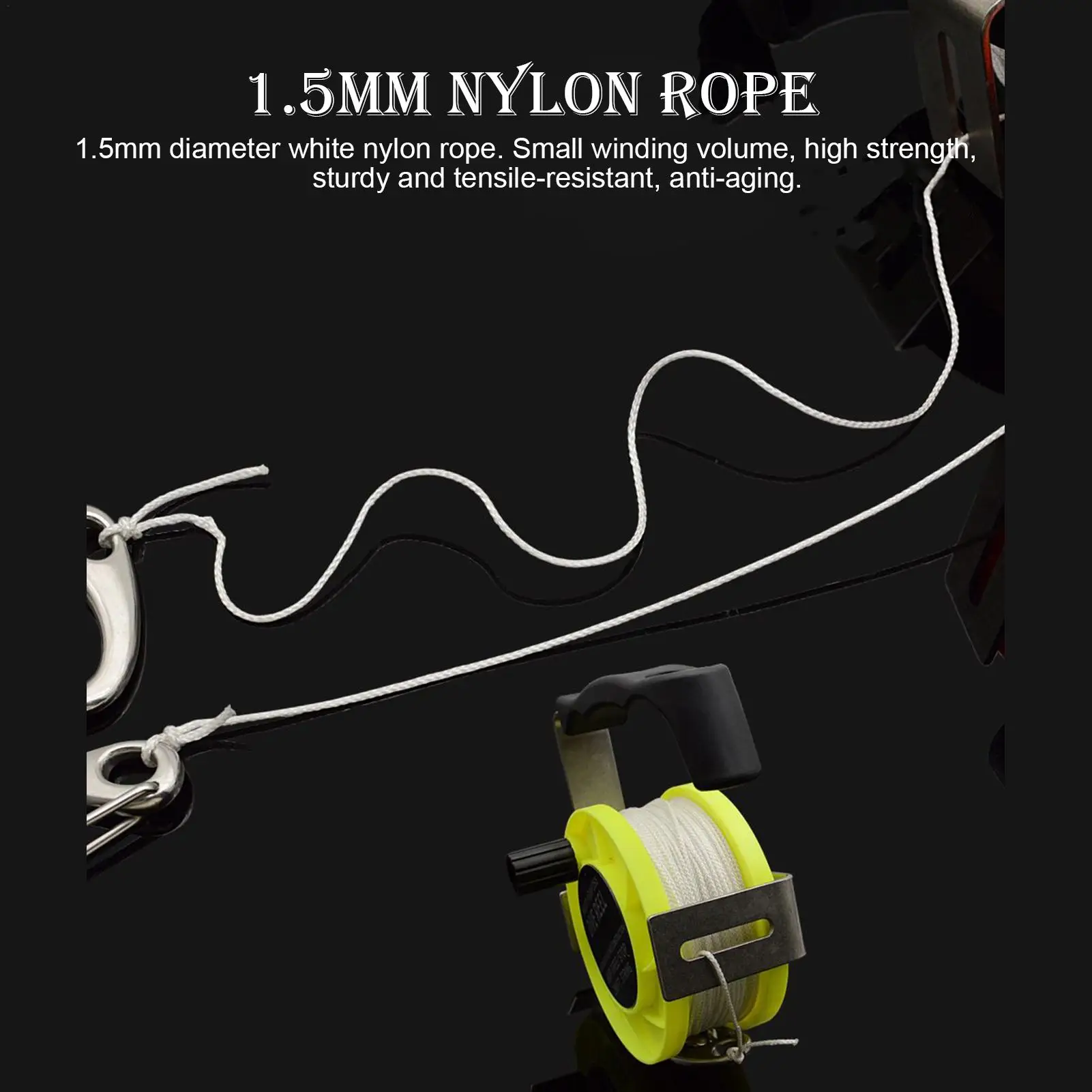 بكرة الغوص بكرة 290FT مريحة شديدة التحمل قابلة للتعديل من النايلون بكرة غوص ثابتة للغطس قارب صيد الأسماك في الهواء الطلق على الشاطئ