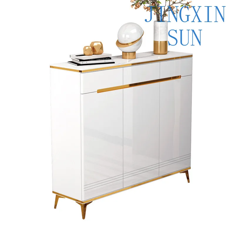 Suspended double-sided shoe cabinet, hollowed-out entrance partition, light luxury storage outside the corridor