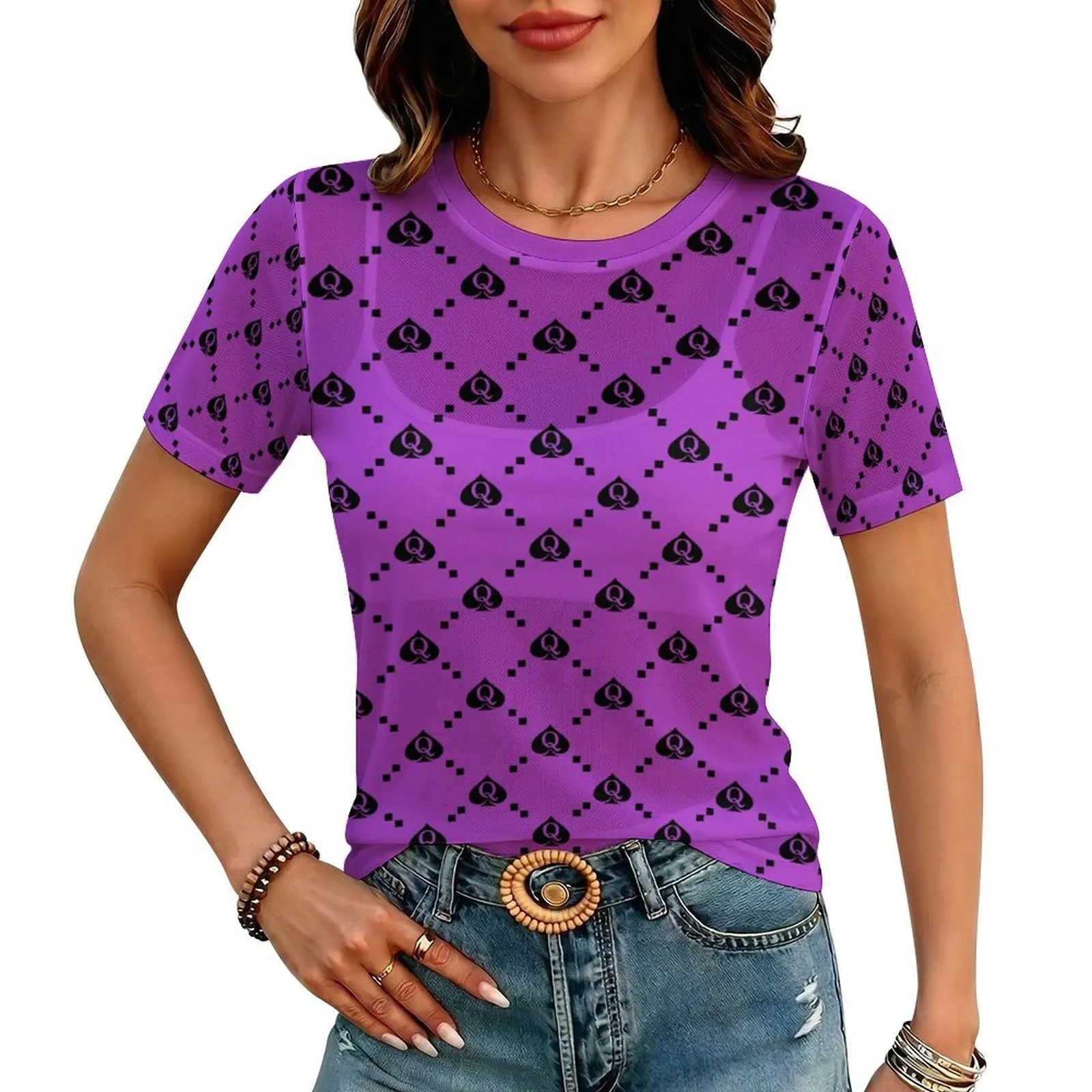 Sheer Tops for Women See Through Oversized T Shirts, Short Sleeve Casual Summer Blouse view 2
