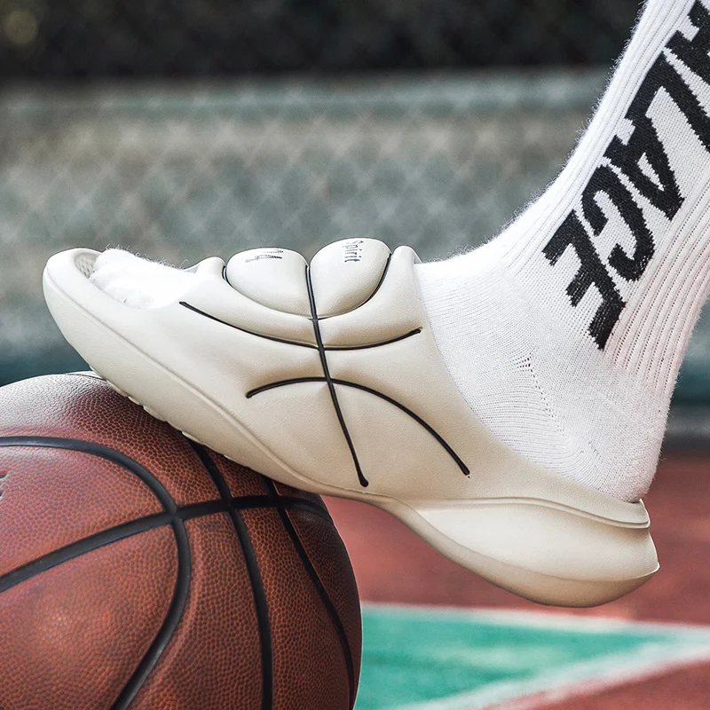 Original Basketball Hausschuhe Männer Rutschen Marke Sommer Männlichen Slipper Nicht-slip EVA Strand Schuhe Weichen Dicken Sohlen Slidee Große größe 47