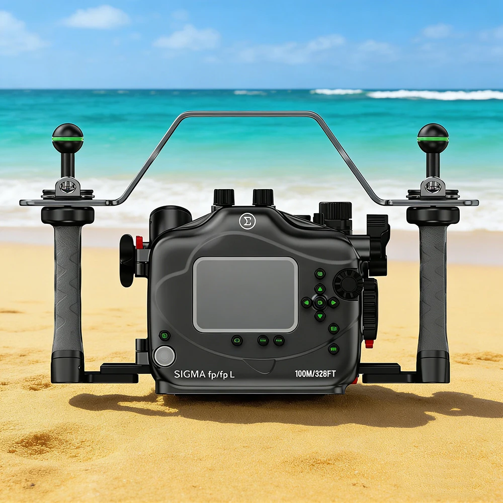 Seafrogs Aluminum Waterproof Case FOr Sigma fp/fp L 100m with 8 inch 180mm optical glass wide-angle lens