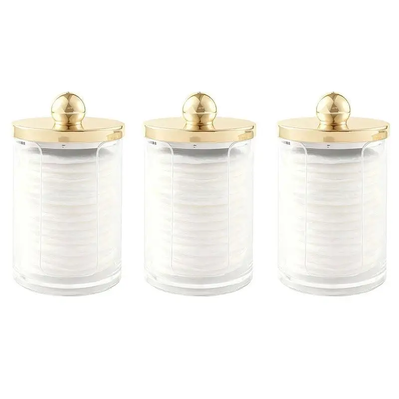 Labeled Qtip Holder Clear Acrylic Cotton Swab Ball Pads Storage Box Easy Identify Organizer for Bathroom Vanity