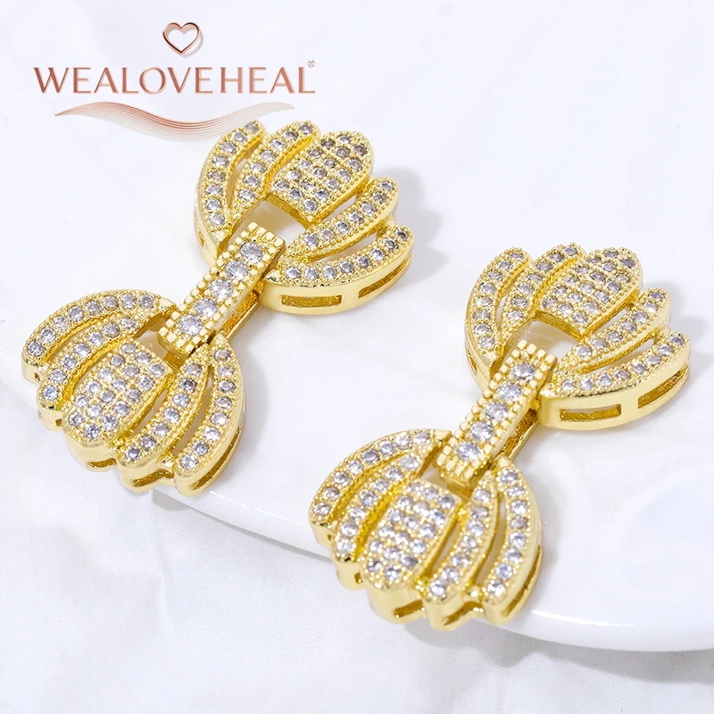 Novo Conector Decorativo de Flor Banhado a Ouro 18K 2026, Fecho de Zircônia Incrustada para Acessórios de Joias Artesanais DIY