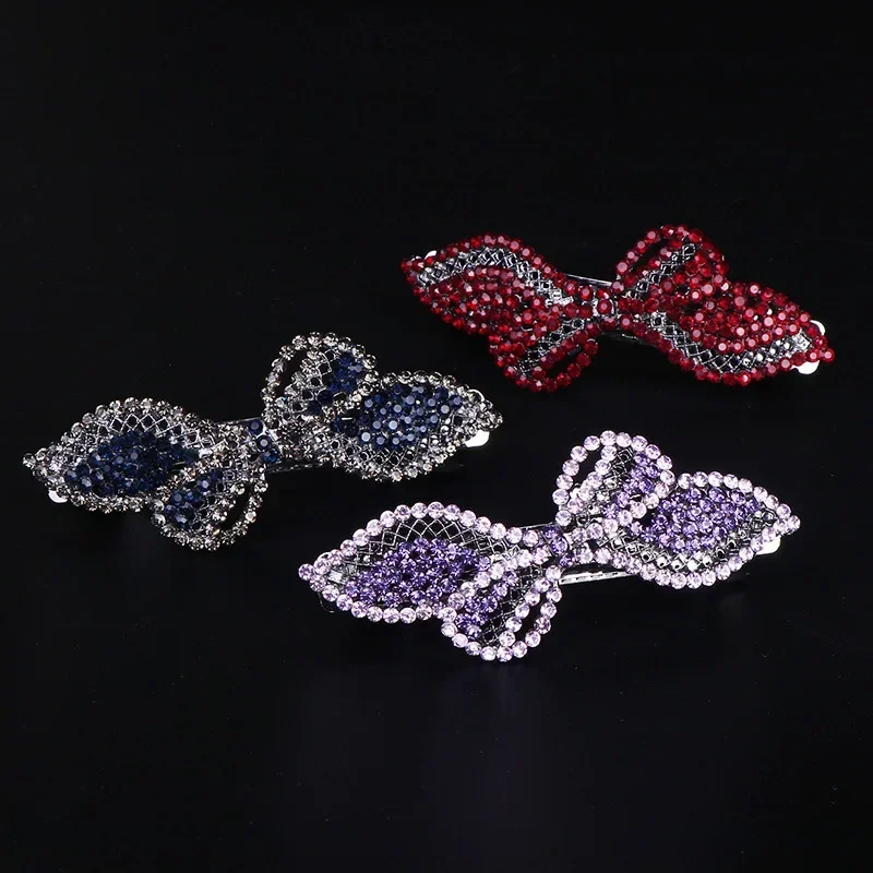 Elegant Spring Clips Glitter Ponytail Hairpin Women  Shiny Women Hair Accessories Wedding Hairgirps Barrettes Crystal Rhinestone