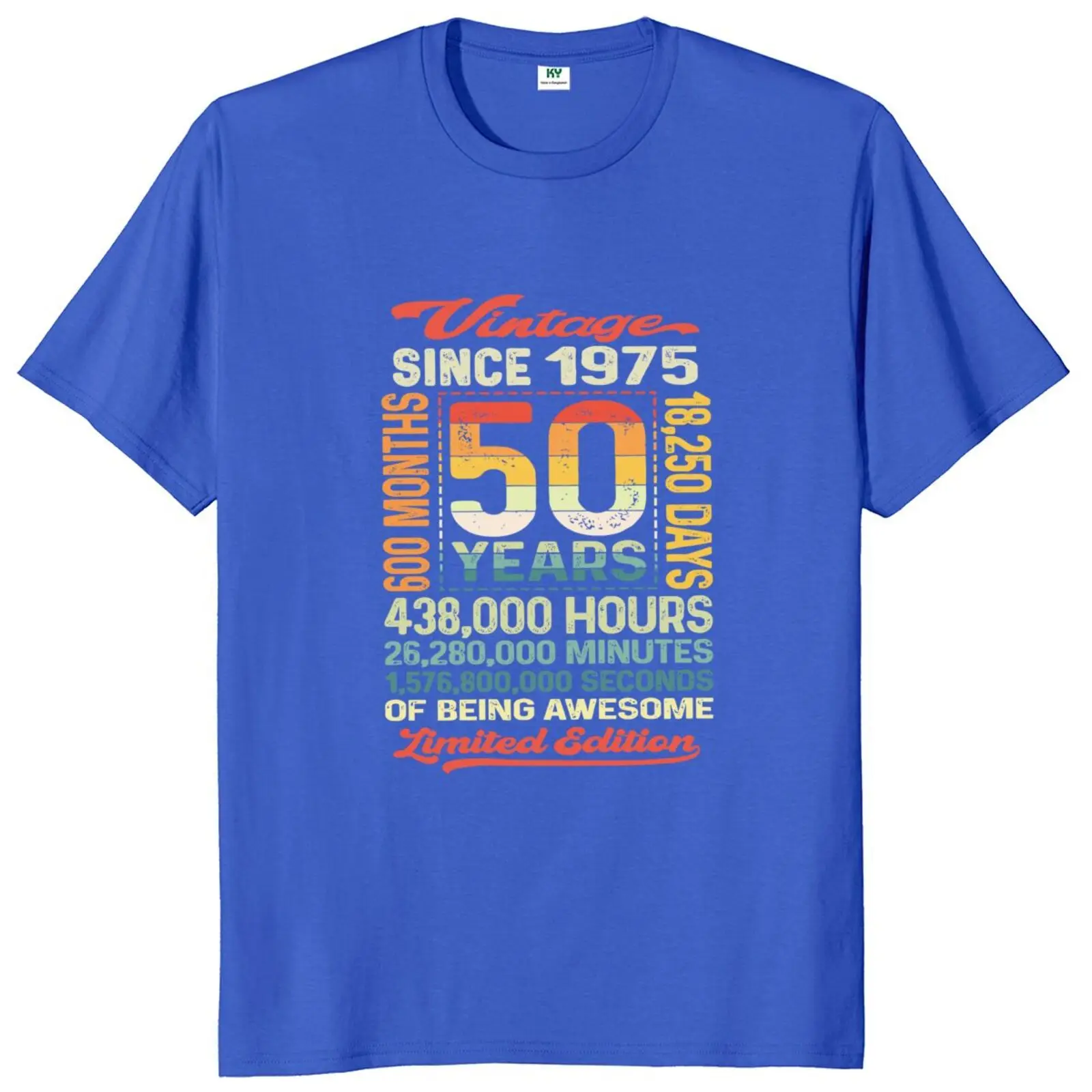 50 Years and 600 Months T Shirt Retro Spanish Born in 1975 50th Birthday Gift T-shirt For Men Women 100% Cotton Soft Unisex Tops