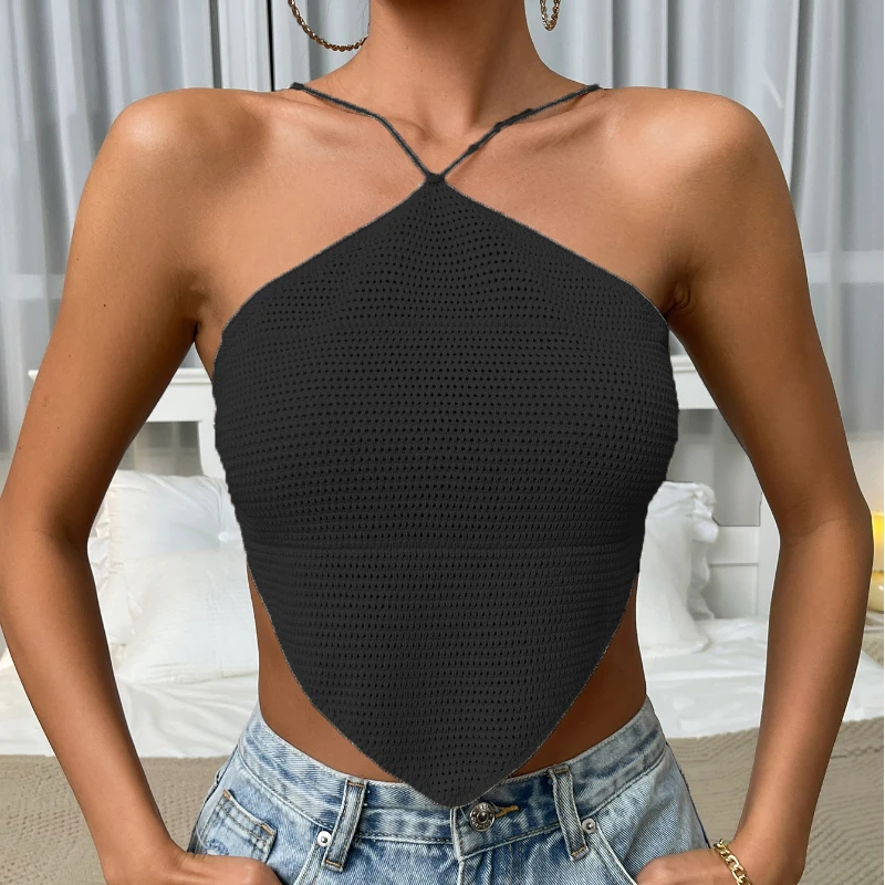 Summer Outfit New Women's Style Lace Up Bellyband Hanging Neck Top Camisole