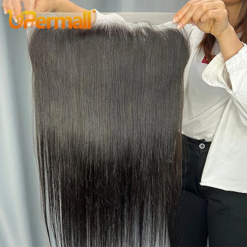 Upermall 30 28 26 inch Real HD 13x6 Kant Frontaal Recht Body Wave Voorgeplukt Zwitsers transparant Volledig voorkant Alleen 100% echt haar