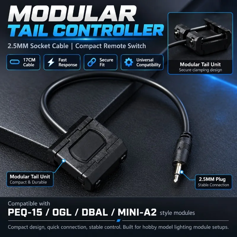 Modular Tail 2.5MM Controller Cable Compatible with PEQ‑15 OGL DBAL MINI‑A2 Socket Hobby Model Accessory