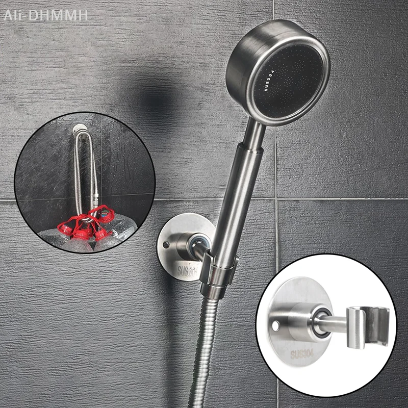 Stainless Steel Shower Head Holder Wall Mounted Heavy Duty Adjustable Angle Easy Install Bathroom Accessory with Screws Home And