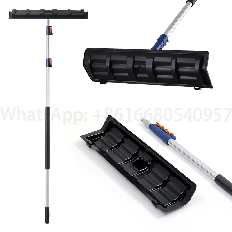 Telescoping Aluminum Snow Tool Wide Rake 3 Sections Tube Anti-Slip Handle Eco-Friendly for House Roof Clearing Trucks