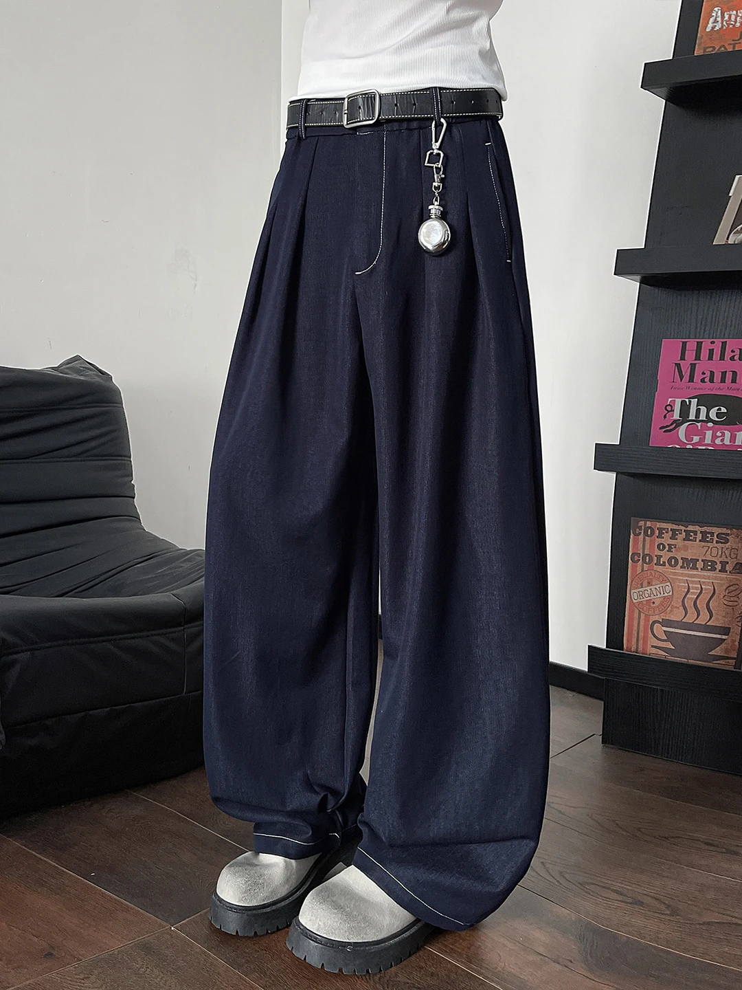 

Men's Casual Wide Leg Pants Draped Denim Look plus Size Spring New Sle Loose Street Faion Travel Cotton Polyester Blend