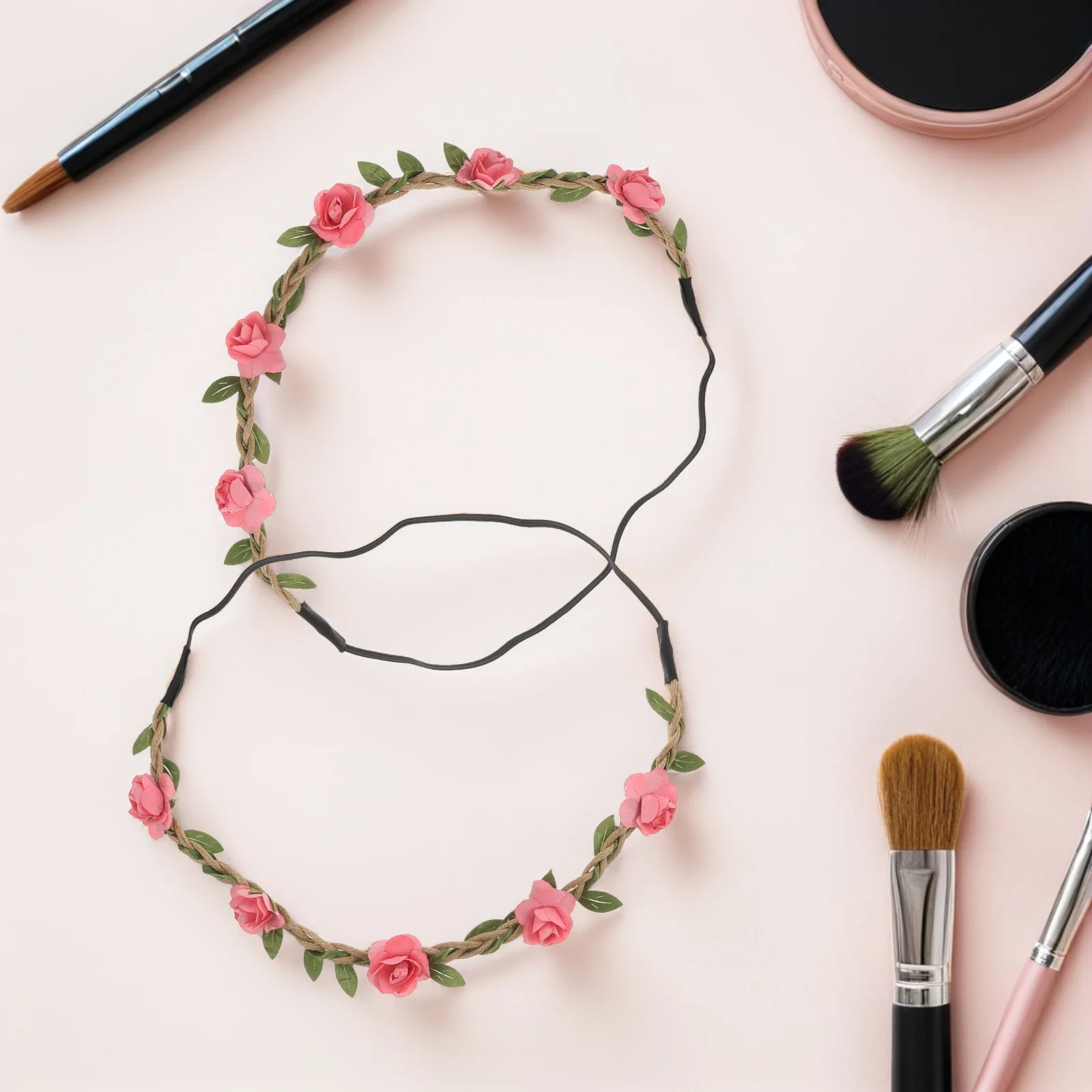 

8 шт., повязки на голову с цветочным принтом, цветочная корона, эластичные регулируемые для женщин и девочек, свадебные аксессуары, шиньон