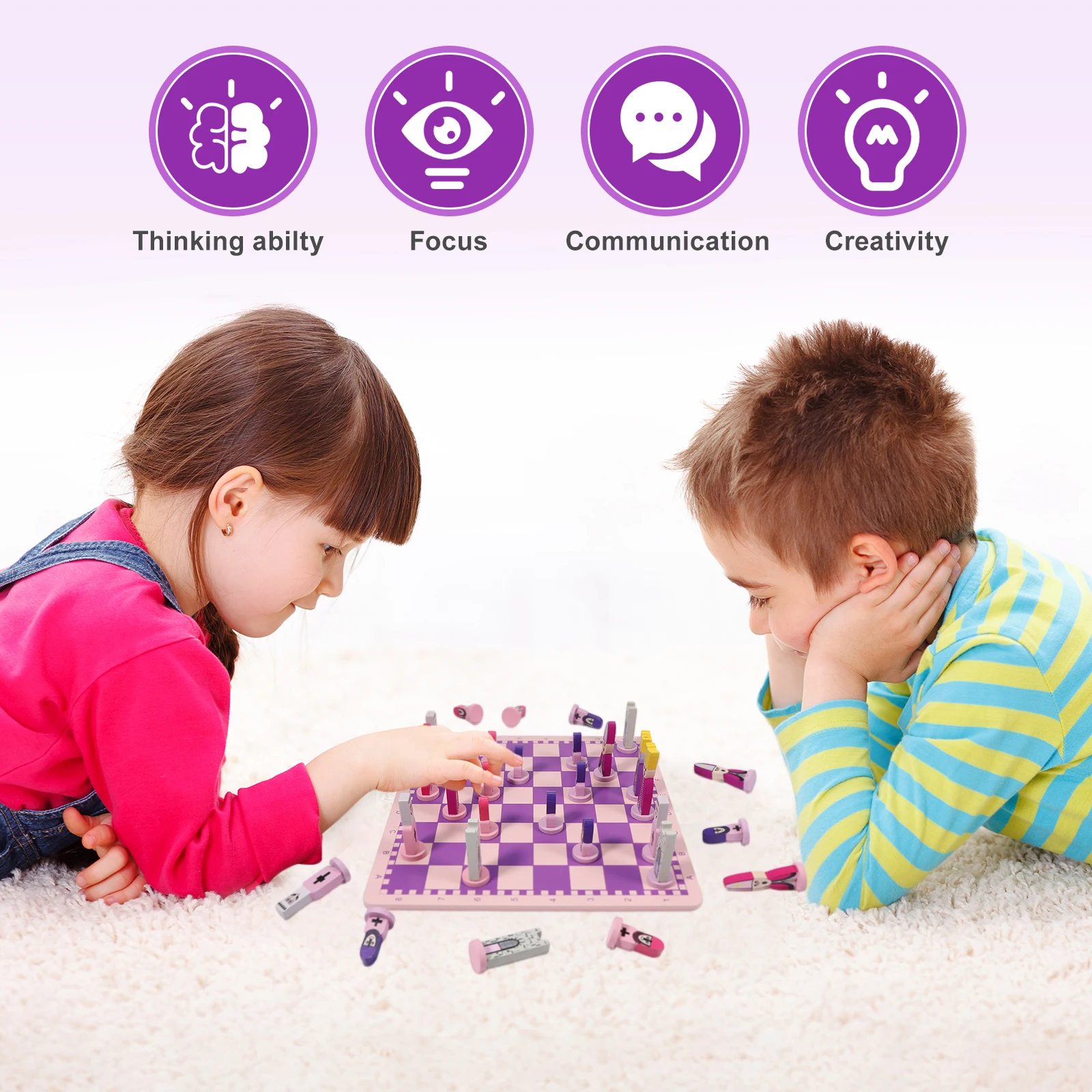 

Educational Chess for and Adults Portable Wooden Chess Set with Board Ideal for Travel and Family Games